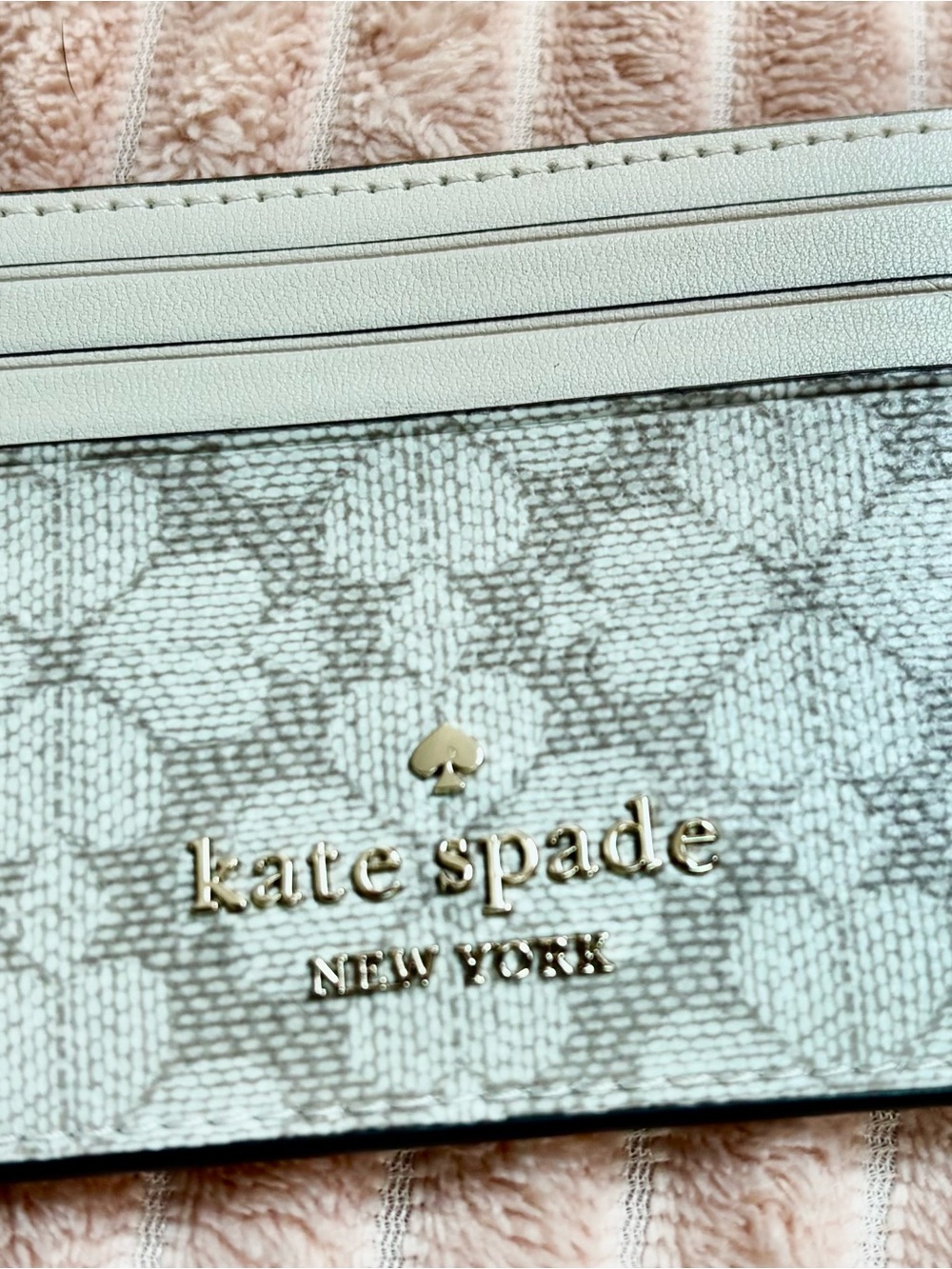 kate spade Cream and Gold Logo Card Wallet